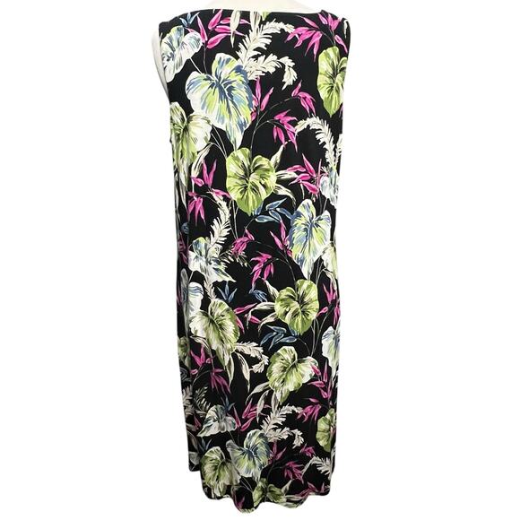 J Jill Womens Wearever Collection Dress S Black Multi Tropical Floral Sleeveless - Picture 3 of 15